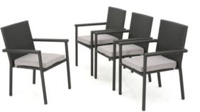 San Pico Outdoor Armed Dining Chairs with Cushions, Set of 4