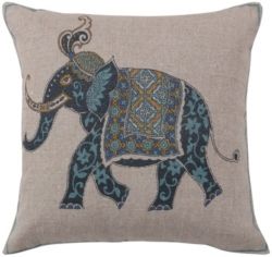 Chandra Elephant Teal Pillow, 20" x 20"
