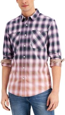 Long-Sleeve Elijah Bleached Plaid Shirt, Created for Macy's