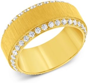 Cubic Zirconia Textured Band in Yellow Ion-Plated Stainless Steel