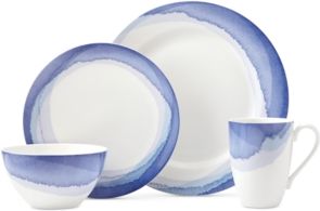 Indigo Watercolor Stripe Porcelain 4-Pc. Place Setting, Created for Macy's