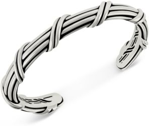 Overlap Cuff Bangle Bracelet in Sterling Silver