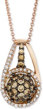 Chocolatier Diamond Halo Cluster 18" Pendant Necklace (3/4 ct. t.w.) in 14k Rose Gold