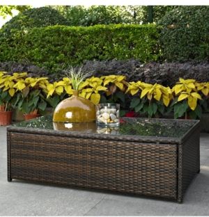 Palm Harbor Outdoor Wicker Glass Top Table