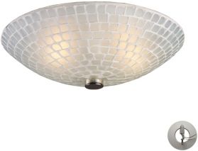 Fusion 2 Light Semi Flush in Satin Nickel and White Mosaic Glass - Includes Adapter Kit