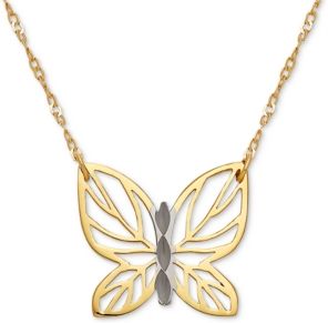Butterfly 17" Pendant Necklace in 10k Gold