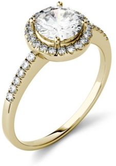 Moissanite Round Halo Ring (1-1/3 ct. t.w. Diamond Equivalent) in 14k Gold or White Gold or Rose Gold
