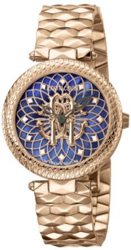 By Franck Muller Women's Swiss Quartz Rose-Tone Stainless Steel Bracelet Blue Dial Watch, 34mm