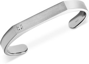 Diamond Open-Cuff Bracelet (1/10 ct. t.w.) in Stainless Steel