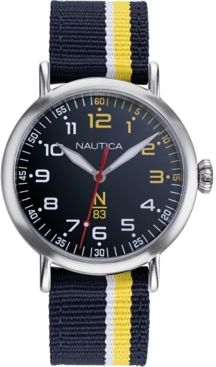 N83 Men's NAPWLS907 Wakeland Blue/Yellow Stripe Fabric Strap Watch