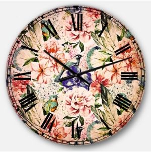 Flower Oversized Round Metal Wall Clock