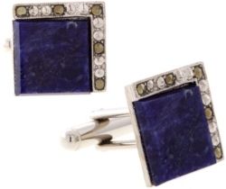 1928 Jewelry Silver-Tone Sodalite Square Cufflinks