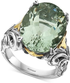 Effy Green Quartz Statement Ring (13 ct. t.w.) in Sterling Silver & 18k Gold