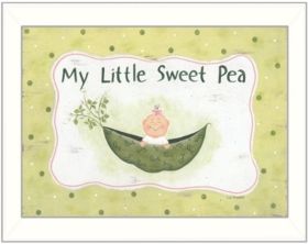 My Little Sweet Pea By Lisa Kennedy, Printed Wall Art, Ready to hang, White Frame, 14" x 18"