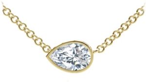 Tribute Collection Pear Diamond (1/3 ct. t.w.) Necklace with Mill-Grain in 18k Yellow, White and Rose Gold