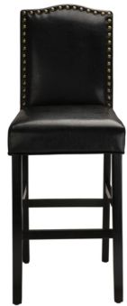 Set of Two 45" H Leatherette Barchair with Studded Decoration and Solid Rubberwood Legs