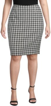 Plus Size Houndstooth Jacquard Slim Skirt