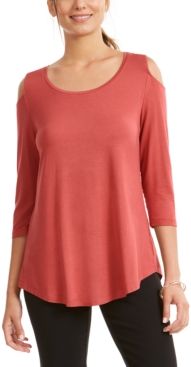 Petite Cold-Shoulder Top, Created for Macy's