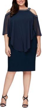 Plus Size Beaded Cold-Shoulder Popover Dress