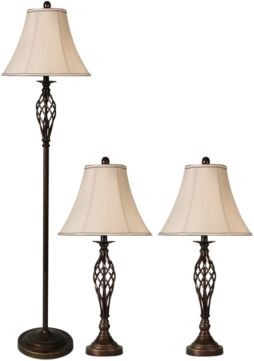 Barclay Brass Set of 3: 2 Table Lamps and 1 Floor Lamp