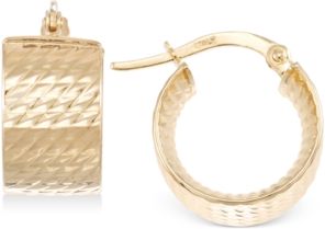 Textured Chunky Hoop Earrings in 14k Gold