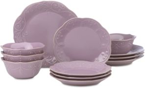 French Perle Violet 12-Pc. Dinnerware Set Service For 4, Created for Macy's