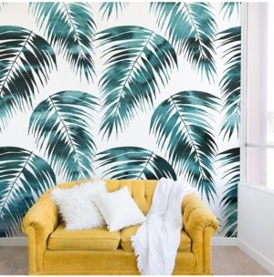 Schatzi Brown Maui Palm Green and White 8'x8' Wall Mural