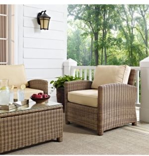Bradenton Outdoor Wicker Arm Chair With Cushions