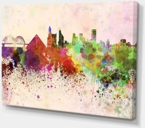 Designart Memphis Skyline Cityscape Canvas Artwork Print - 32" X 16"