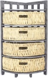 Heather Ann Vale Corner Storage with Four Water Hyacinth Baskets