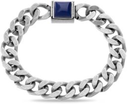 Simulated Lapis Square Station Curb Chain Magnetic Bracelet