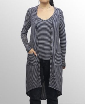 1804 Womens Rayon Blend Stripe Cardigan