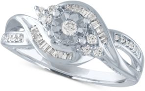 Diamond Baguette Swirl Promise Ring (1/4 ct. t.w.) in Sterling Silver