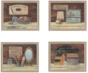 Bathroom Collection Ii 4-Piece Vignette by Pam Britton, Taupe Frame, 56" x 17"