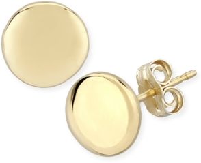 Flat Round Stud Earrings Set in 14k Yellow Gold (8mm)