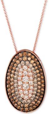 Chocolate Diamond Ombre Oval 18" Pendant Necklace (2-1/4 ct. t.w.) in 14k Rose Gold