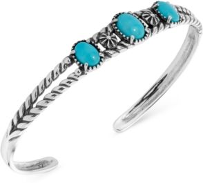 Turquoise Openwork Cuff Bracelet in Sterling Silver