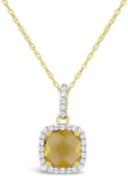 Citrine (1-1/3 ct. t.w.) and Created White Sapphire (1/6 ct. t.w.) Pendant Necklace in 10k Yellow Gold