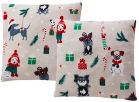 Last Act! Holiday Print Plush 18" Decorative Pillow 2-Pack