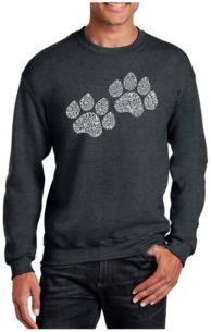 Big & Tall Men's Word Art Woof Paw Prints Crewneck Sweatshirt
