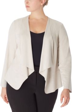 Plus Size Drape-Front Peplum Jacket