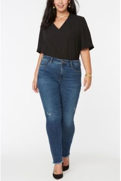 Plus Size Alina Skinny Jeans with Frayed Hems