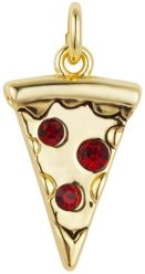 Gold Flash-Plated Crystal Pepperoni Pizza Charm