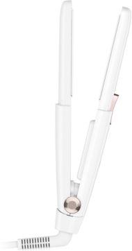 SinglePass Compact Travel Styling Flat Iron with Cap (White & Rose Gold)