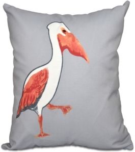 Pelican March 16 Inch Gray and Orange Decorative Coastal Throw Pillow