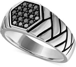Diamond Brick Pattern Ring (1/2 ct. t.w.) in Sterling Silver, Created for Macy's