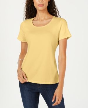 Petite Cotton Scoop-Neck Top, Created for Macy's