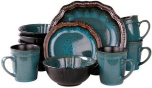 Elama'S Naina 16 Piece Double Bowl Stoneware Dinnerware Set