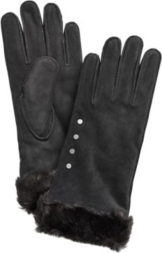 Studded Gloves with Faux Fur Cuff