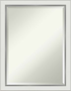 Eva Silver-tone Framed Bathroom Vanity Wall Mirror, 21.12" x 27.12"